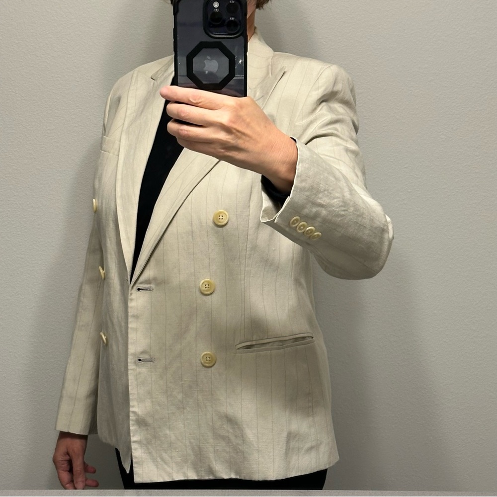 Lauren Ralph Lauren green label Double-Breasted Cream Blazer size 4 - Picture 13 of 15